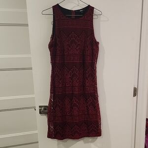 P2P 17.5" Elegant Lace Dress in Burgundy